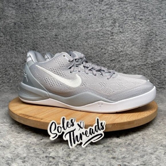Nike Kobe 8 (GS) Wolf Grey White Size 5.5Y = 7 Women's Basketball FN0266-003 - Picture 3 of 9